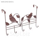 Вешалка надверная, 5 крючков "Певчие птицы" 30х19х7 см, цвет МИКС  (ширина двери 4,9 см)