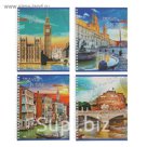 Тетрадь 96 листов клетка на гребне "Городские реки", картонная обложка, МИКС