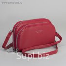 Клатч-кошелёк, 2 отдела, для карт, на молнии, длинный ремень, цвет красный