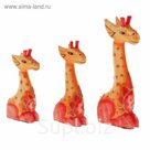 Сувенир дерево "Оранжевые жирафы" набор 3 шт h=10, 12, 16 см