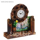 Часы настольные серия Бамбук Цветок+фоторамка (фото 10х15) 22*23см