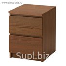 Комод с 2 ящиками, коричневая морилка ясеневый шпон МАЛЬМ