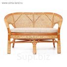 Диван 2-местный, с подушкой, 120 х 65 х 77 см, натуральный ротанг, цвет коньячный, 02/15C
