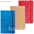 Бизнес-блокнот А7+ 95х145мм Irida, кожа металлик, резинка, линия, 64 листа, микс