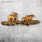 Ключница "Семья медведи" золото, 30х11х3см