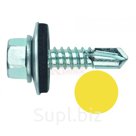 DIN 7504K S3 RAL1018 Саморез с шестигранной головкой, прессшайбой и стандартным сверлом окрашенный