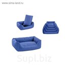 Лежак "Дарэлл-Оксфорд" №2 прямоугольный с подушкой, 71*51*21см, темно-синий