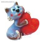 Копилка "Кот с сердечком" флок, васильковая