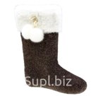 Валенки женские серые Бомбошки опушка МИКС размер 36 24