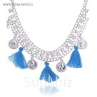 Колье "Империя", цвет синий в серебре