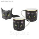 Кружка Чёрный кот в подарочной упаковке + брелок-хвостик