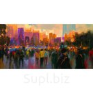 Картина ART холст Солнечный закат в городе