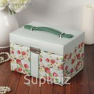 Шкатулка кожзам для украшений "Яблочный цвет" 14х20,5х15 см