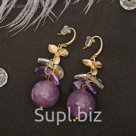 Серьги "Шар", цвет фиолетовый в золоте