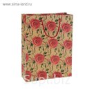 Пакет крафт "Розы", 23 х 32 х 8,5 см