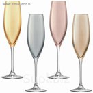 Набор из 4 бокалов-флейт Polka, 225 мл, металлик