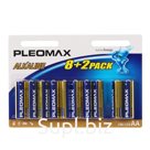 Батарейка алкалиновая Pleomax, AA, LR6-10BL, 1.5В, блистер, 8+2 шт.