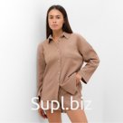 Пижама женская (рубашка, шорты) KAFTAN Basic line, размер 48, кофейная