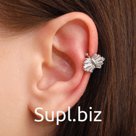 Серьга "Каффа" блеск мини, цвет белый в серебре
