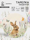 Тарелка обеденная Доляна «Зайка», d=25.5 см, фарфор, белая