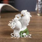 Нэцкэ "Белые уточки-мандаринки с острыми пёрышками" 6х6,5х5 см