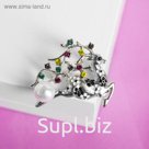 Брошь "Олень", цветная в серебре