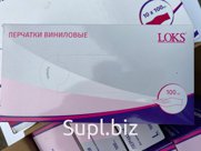 Перчатки виниловые LOKS полупрозрачные, все размеры