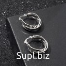 Серьги-кольца "Тринити" магистраль, , d=1,5 см, цвет серебро