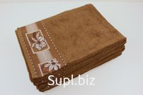 Полотенце "Ромашка" коричневый 500 гр, 70*140,100% хлопок.