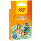 Мелки цветные Мульти-Пульти "Енот на опушке леса", 6цв., круглые, картонная коробка, европод.