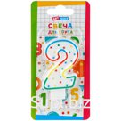 Свеча для торта с держателем ArtSpace "Цифра 2", 8,5см, блистер