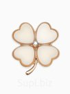 Брошь «Клевер» крупный, цвет бежевый в золоте