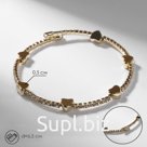 Браслет со стразами «Ноэль» сердечки, цвет белый в золоте