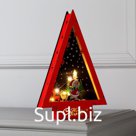 Фигура световая "Треугольничек со снеговиком", 30х19х4.5, ААА*2, 6LED, ТЁПЛОЕ БЕЛОЕ