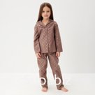 Пижама детская из фланели (рубашка, брюки) KAFTAN «Ананасы», рост 122-128 см, кофейная