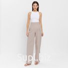 Брюки женские хлопковые MINAKU: Enjoy, серо-розовые, размер 50