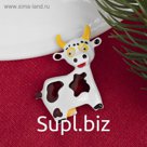 Брошь "Коровка" весёлая, цветная в золоте
