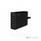 Cbr Box Black СЗУ 6 USB: 5V,2.4A 10A max. , 50W max., Input: 100–240V, защита от короткого замыкания, защита от перенапряжения, сетевой кабель 1,6м в комплекте, Box Black