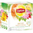 Чай Lipton "Get Fit", зеленый с травами, 20 пакетиков-пирамидок по 1,8г