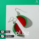 Серьги пластик "Вкусности" дольки арбуза, цвет красно-зелёный
