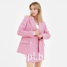 Пиджак женский двубортный MIST, размер 42, розовый, белый