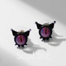 Серьги с эмалью «Монстрики» с ушами, цвет чёрный