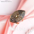 Кольцо для платка "Эллипс", цвет коричневый в чернёном золоте