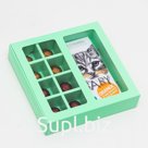 Коробка под 8 конфет + шоколад, с окном, мята, 17,7 х 17,85 х 3,85 см