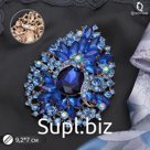 Брошь «Императрица» цветущая, цвет синий в золоте