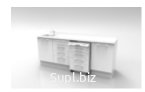 DENTAL CABINET
 PRODUCT NAME: DENTAL CABINET CONDITION : NEW
 TOP BOARD : CORIAN TOP FRAME : METAL
 METAL THICKNESS : 1 MM THICKNESS CASTORS : PU CASTORS
 COLOUR : WHITE
 HANDLE : STAINLESS STEEL MADE IN : UAE