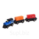 Детская игрушка для железной дороги «Паровоз и 2 вагона» 2.5×8×19 см