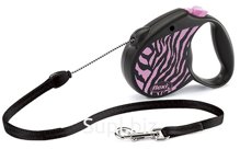 Поводок-рулетка Flexi Safari cord S 5m 12 kg pink Zebra