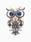 Брошь «Филин», цвет сине-золотой в серебре
