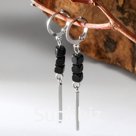 Серьги "Гематит" трио, кубики, цвет чёрный в серебре, 5,5см